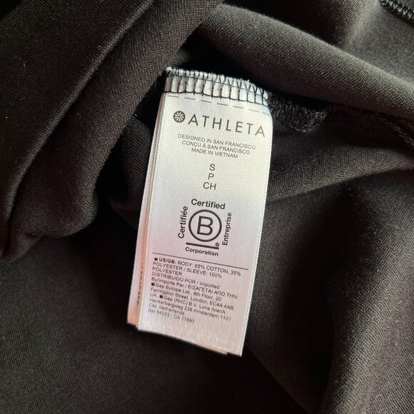 Athleta gathered puff sleeve black tee S - Picture 6 of 8
